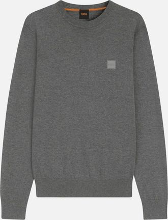 HUGO BOSS Mens Kanovano Cashmere-Cotton Crew Neck Grey Jumper - Size: 38