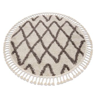 RugsX Rugsx - Alfombra Berber Beni C&iacute;rculo Crema Franjas Bereber Marroqu&iacute; Shaggy Beige Circulo 160 Cm