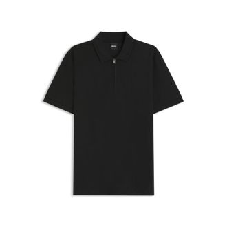 BOSS Zip-placket polo shirt in a cotton blend