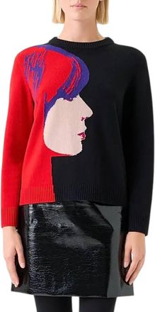 Akris Francoise Hardy Graphic Virgin Wool-Cashmere Sweater In Black Multi