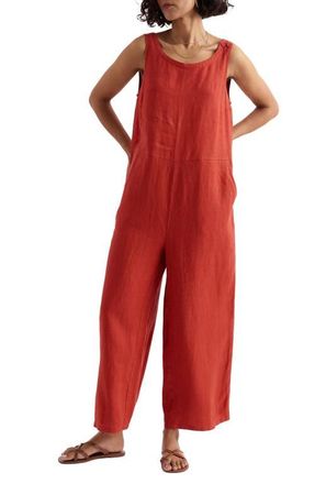 Seasalt Cornwall Salt Air Wide Leg Linen Jumpsuit in Carnelian at Nordstrom, Size 16 Us