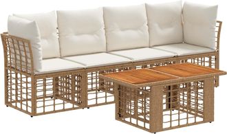 vidaXL Conjunto De Sof&aacute;s De Jard&iacute;n 5 Uds. Natural Y Crema Vidaxl