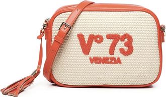 V&deg; 73 Tassen, Dames, Veelkleurig, ONE Size, Schoudertas met stro-effect en geborduurd logo