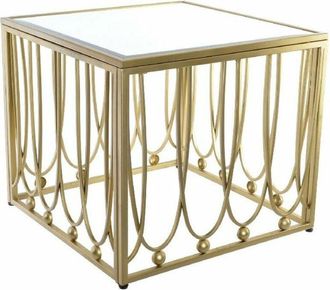 DKD Home Decor Mesa Auxiliar Dkd Home Decor Espejo Dorado Metal Mdf (57 X 57 X 52 Cm)