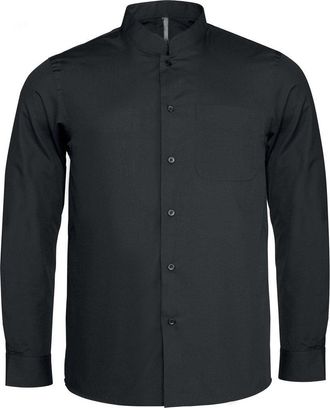 Kariban Mens Long Sleeve Mandarin Collar Shirt (XXL) (Black)