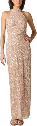 Aidan Mattox Beaded Halter Long Dress
