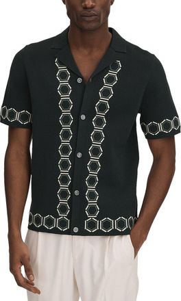 Reiss Decoy Cuban Button Top