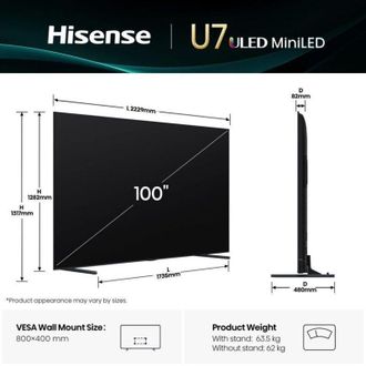 Hisense 100U7Q 2,54 m (100) 4K Ultra HD Smart TV Wi-Fi Nero