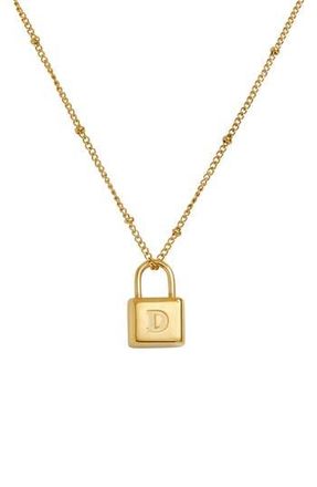 Savvy Cie Jewels Initial Lock Pendant Necklace in Gold - D at Nordstrom Rack