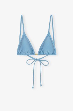 Ganni Blue String Bikini Top - Size 10/12 Recycled Nylon