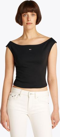 Tommy Jeans Tanktop »TJW BOAT NECK TOP SS EXT« mit Logostickerei