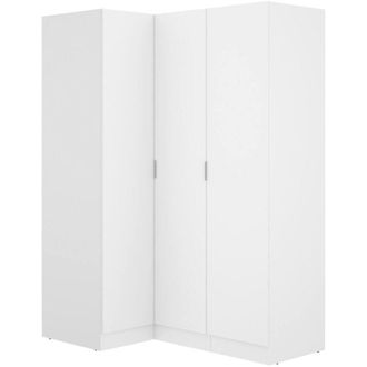 Dmora Guardaroba 3 ante Australia, Mobile angolare per camera da letto, Armadio appendiabiti ad angolo, 133x91h184 cm, Bianco - Dmora