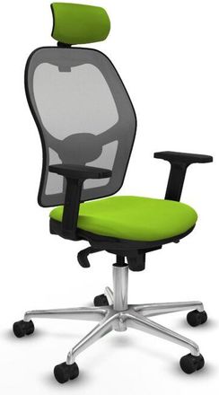 Piqueras y Crespo Piqueras Y Crespo - Jorquera Sincro Malla Gris Similpiel Pistacho Brazos 2d Base Aluminio Cabecero 2d Ruedas 65mm Nailon