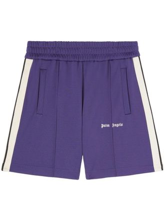 Palm Angels logo-print track shorts - Blue