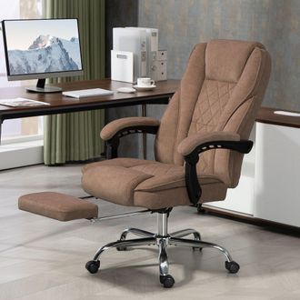 Vinsetto Massage Office Chair, Heated Reclining Desk Chair, Brown