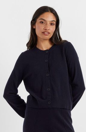 Chinti and Parker Wool Cashmere Blend Crew Neck Cropped Cardigan in Black at Nordstrom, Size X-Large