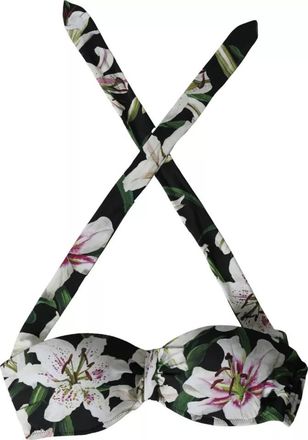 Dolce & Gabbana Black Lily Halter Swimwear Beachwear Bikini Womens Top (Pre-Owned)