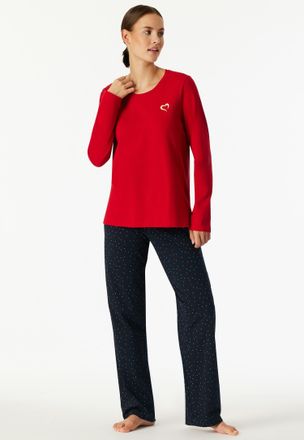 Schiesser Schlafanzug SCHIESSER Family, Damen, Gr. 40, rot, Single Jersey, Obermaterial: 100% Baumwolle, bequem lang, Rundhals, Homewear-Sets Schlafanzug, Langa