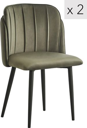 Nordlys Set 2 sillas escandinavas con patas de acero verde