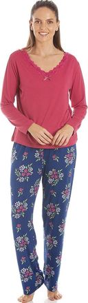 Camille Womens Pink Floral Print Various Coloured Spandex Pyjama Sets 10-12 Raspberry