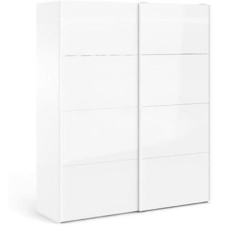 Dmora Guardaroba 2 ante Cyrille, Mobile camera da letto, Cabina armadio portabiti, Armadio appendiabiti, 243x61 h220 cm, Bianco lucido - Dmora