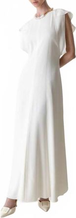 Victoria Beckham Folded Cap Sleeve Midi Dress In Ivory
