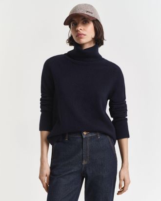 GANT Women Soft Wool Cashmere Blend Turtleneck Sweater (XXXL) EVENING BLUE