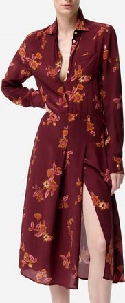 Vanessa Bruno Fresh Silk-Blend Shirt Dress In Bordeaux