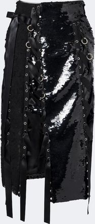 Simone Rocha Falda midi de encaje con lentejuelas