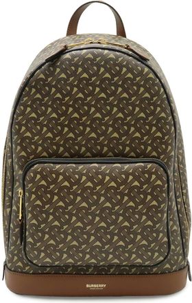 Burberry Beige Black Brown Coated Canvas Leather Backpack (Pre-Owned)