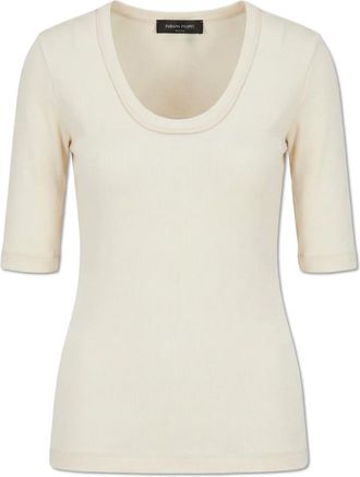 Fabiana Filippi T-shirt met glinsterende pailletten - Dames - T-shirts - Beige - XS - Pailletten - Tops