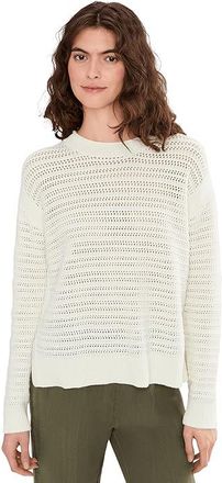 Michael Stars Kaylin Long Sleeve Relaxed Pullover Womens Sweater Ivory : LG (US 8-10), Cotton/Nylon