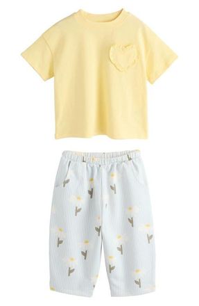 Next Kids T-Shirt & Daisy Pants Set in Yellow at Nordstrom, Size 1.5-2Y