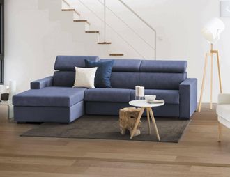 Dmora Sofa Cama Daatou, Sof&aacute; De Esquina, 100% Made In Italy, Sof&aacute; Con Apertura Giratoria, Con Contenedor Izquierdo Pen&iacute;nsula, Con Reposabrazos Delgados, Cm 