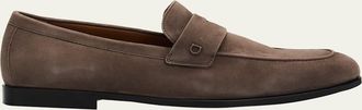 Ferragamo Mens Tiberio Kid Suede Micro-Gancio Penny Loafers