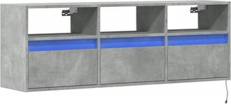 vidaXL Vidaxl - tv Wall Cabinet with led Lights Concrete Grey 130x31x45 cm