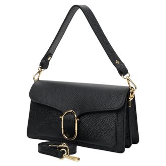 Estro & Luminara Shoulder Bags, female, Black, Size: ONE SIZE Small Leather Shoulder Bag