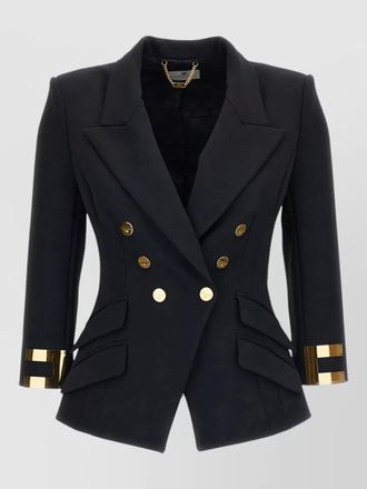 Elisabetta Franchi jacket decorative sleeves front flap pockets structured shoulders