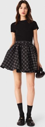Maje Pearl And Rhinestone Skater Skirt - Black - Maje