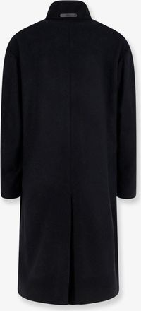 Hev&ograve; Mens Coat Savelletri Black Wool-Blend Virgin Wool