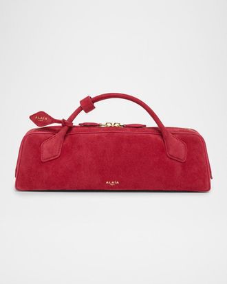Alaia Teckel Top-Handle Bag in Suede and Leather