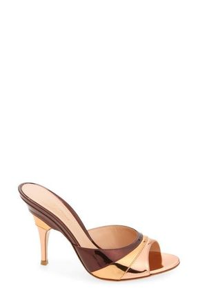 Gianvito Rossi Metallic Slide Sandal in Rose Gold/Bronze/Cabernet at Nordstrom, Size 10.5Us