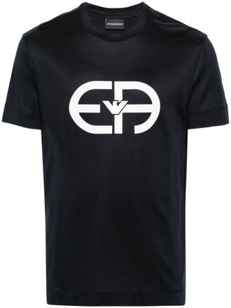 Emporio Armani T-shirt met logoprint en ronde hals - Blauw