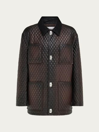 Ferragamo Men Quilted nappa blouson Brown