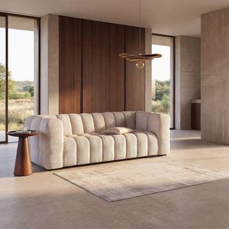 Maisons du monde Sof&aacute; de 3/4 plazas, en un tejido s&uacute;per gustoso color beige arena