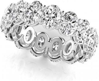 Allurez Oval Cut Lab Grown Diamonds Eternity Ring Wedding Band in Platinum (7.20ct)