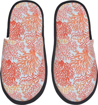 Generic Corals Men Women House Slippers Slip On House Shoes Cosy Sliders For Indoor Outdoor Bedroom L