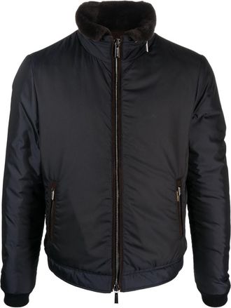 Moorer high-neck down jacket - men - Polyester/Polyester/Viscose/Elastane/Feather Down - 54 - Blue