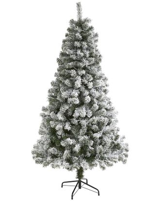 Nearly Natural 6Ft. Flocked West Virginia Fir Artificial Christmas Tree