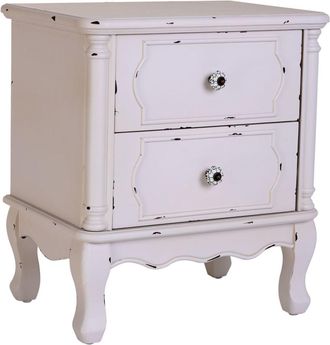 Wanderlust Deco Mesita de madera envejecido de 2 cajones 50x36x55h cm - blanco